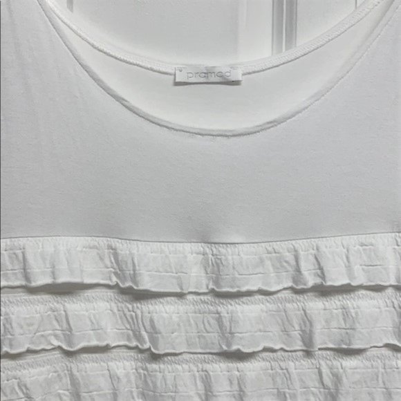 Promod White Stretch Ruffle Tank Top Size M - Picture 2 of 5